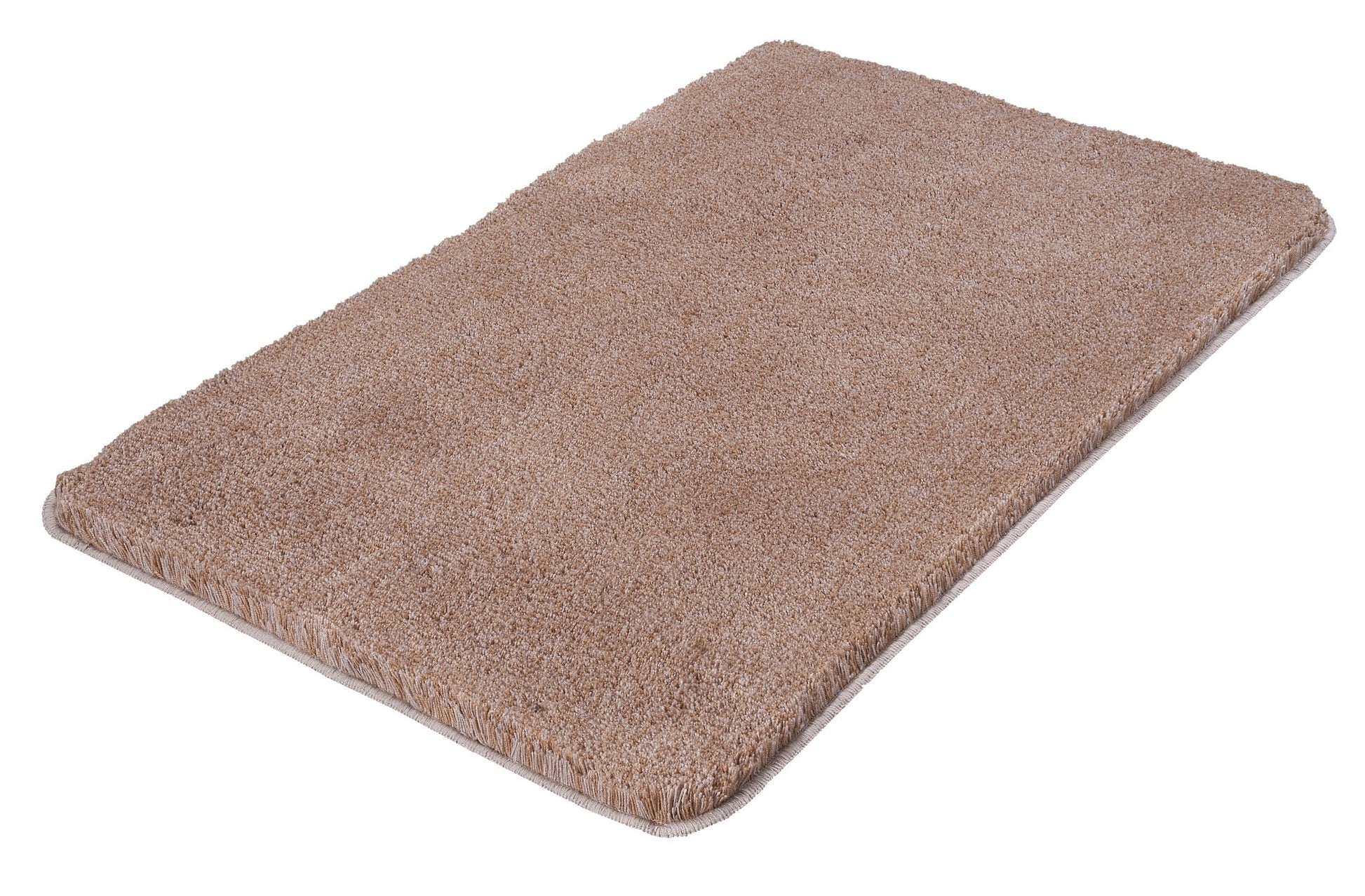 Rechteckige beige Badematte mit dichtem, weichem Flor von oben