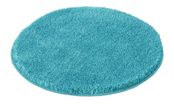 Runder türkisfarbener Badteppich mit dichter, weicher Oberfläche mit Struktur