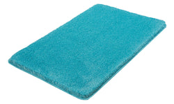 Rechteckige, dicke Badematte in Türkis mit weicher Hochflor-Oberfläche