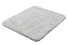 Rechteckige, hellgraue Badematte mit weicher, dichter, floriger Oberfläche