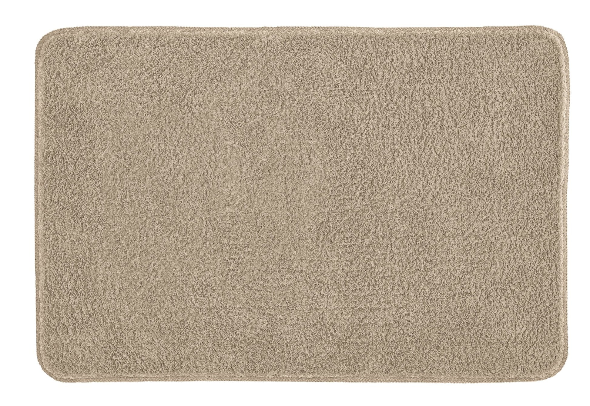 Rechteckige beige Badematte mit weichem, hochflorigem Teppichflor
