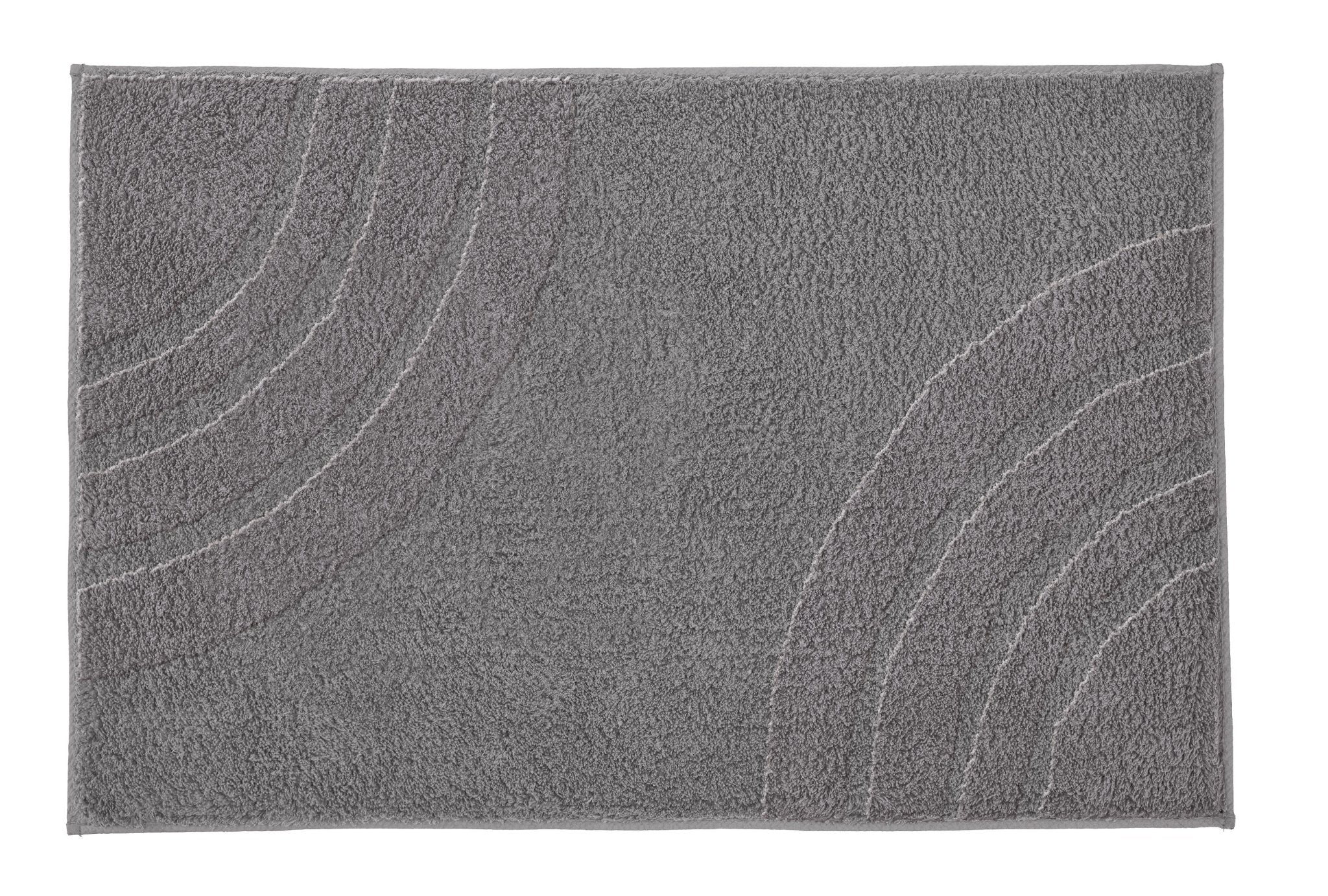 Badteppich SATURN in Anthrazit 70 x 120 cm liegt flach und zeigt dezentes Bogenmuster.