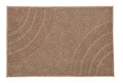 Badteppich SATURN Taupe 60 x 100 cm liegt flach und zeigt ein dezentes Bogenmuster.