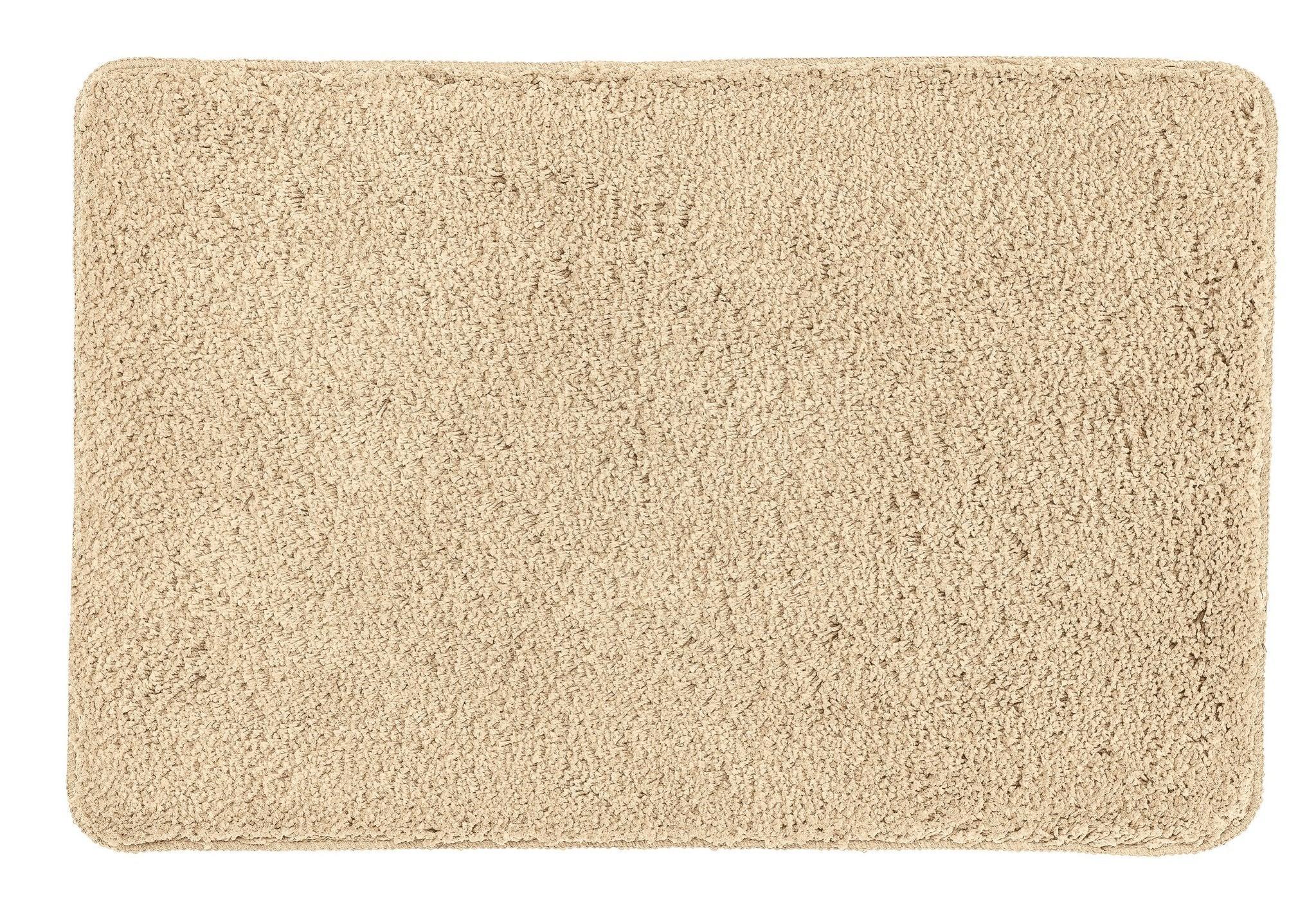 Rechteckige, flauschige Badematte in Beige mit weicher Oberfläche
