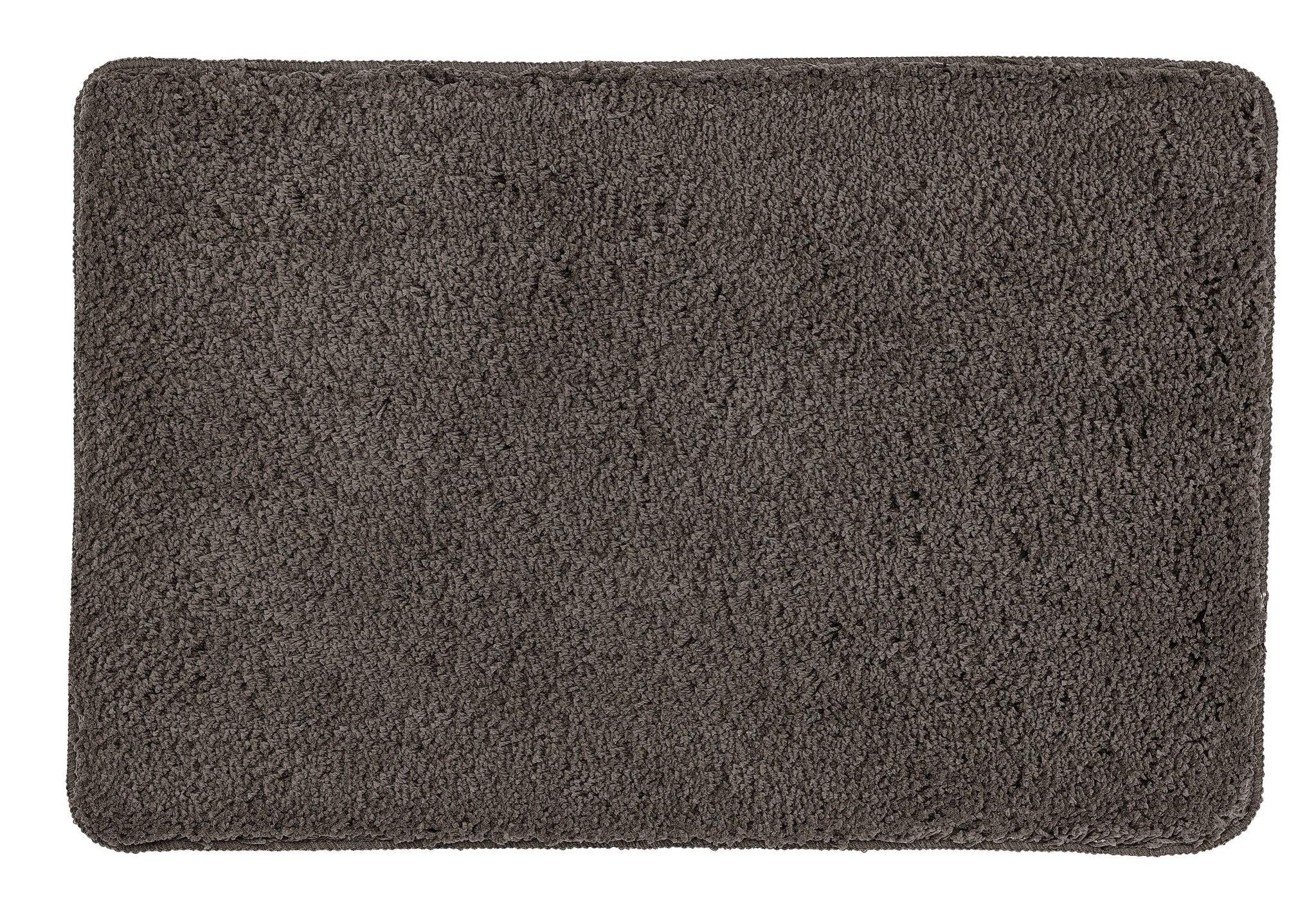 Rechteckige, dunkelgraue Badematte mit dichtem, flauschigem Hochflor