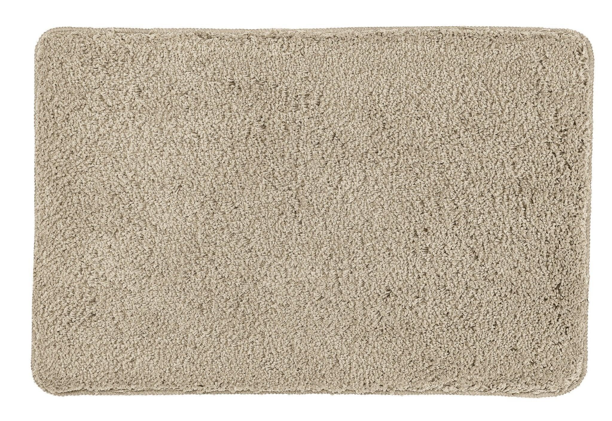 Rechteckige beige Badematte mit dichtem, weichem Hochflor-Teppich
