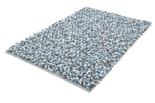 Rechteckiger Badematte mit grauen und hellblauen Chenille-Schlaufen