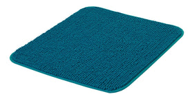 Quadratische, türkisfarbene Badematte mit dichter Chenille-Oberfläche