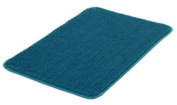 Rechteckige, petrolfarbene Badematte mit dichter Chenille-Oberfläche