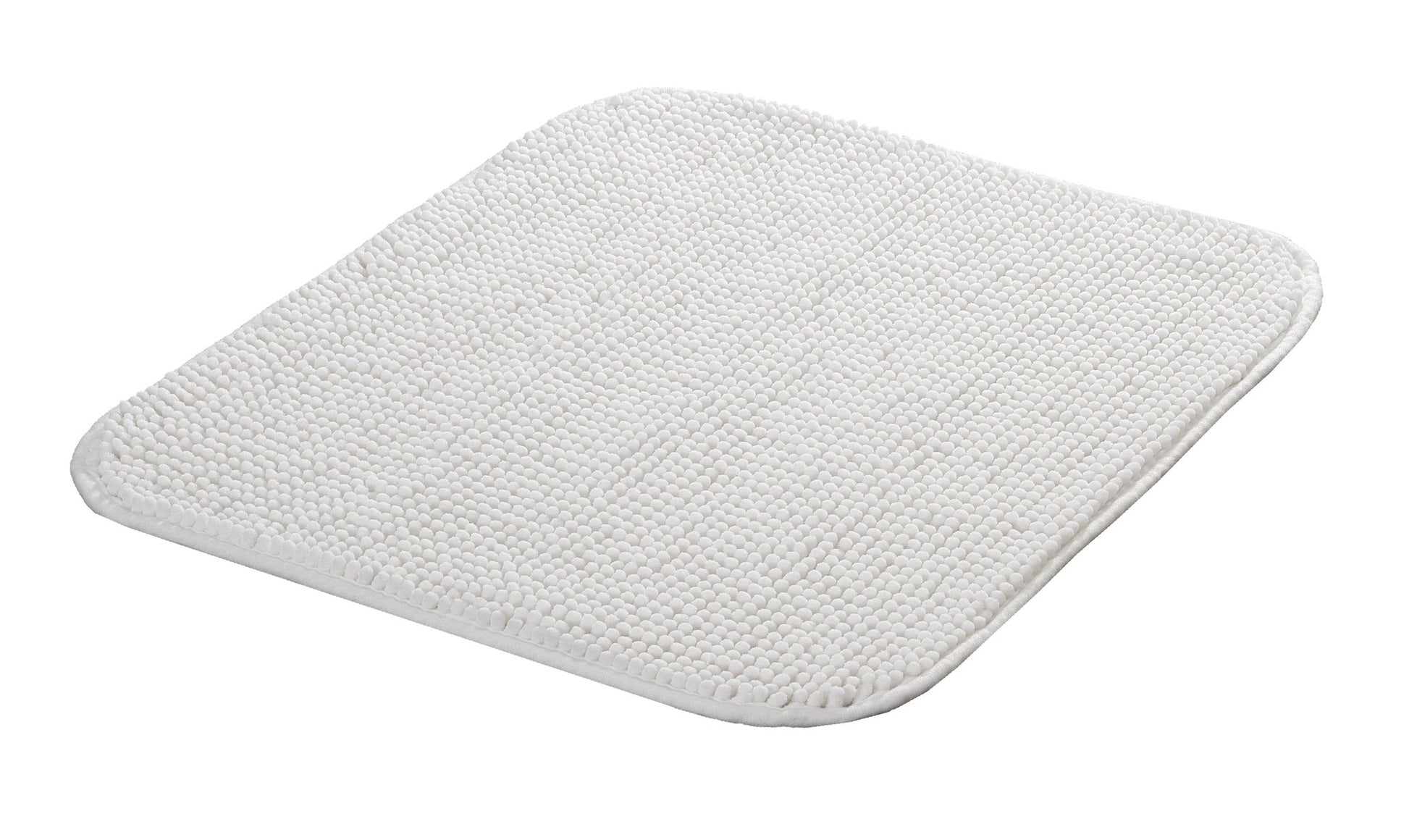 Quadratische weiße Badematte mit dichter, strukturierter Oberfläche