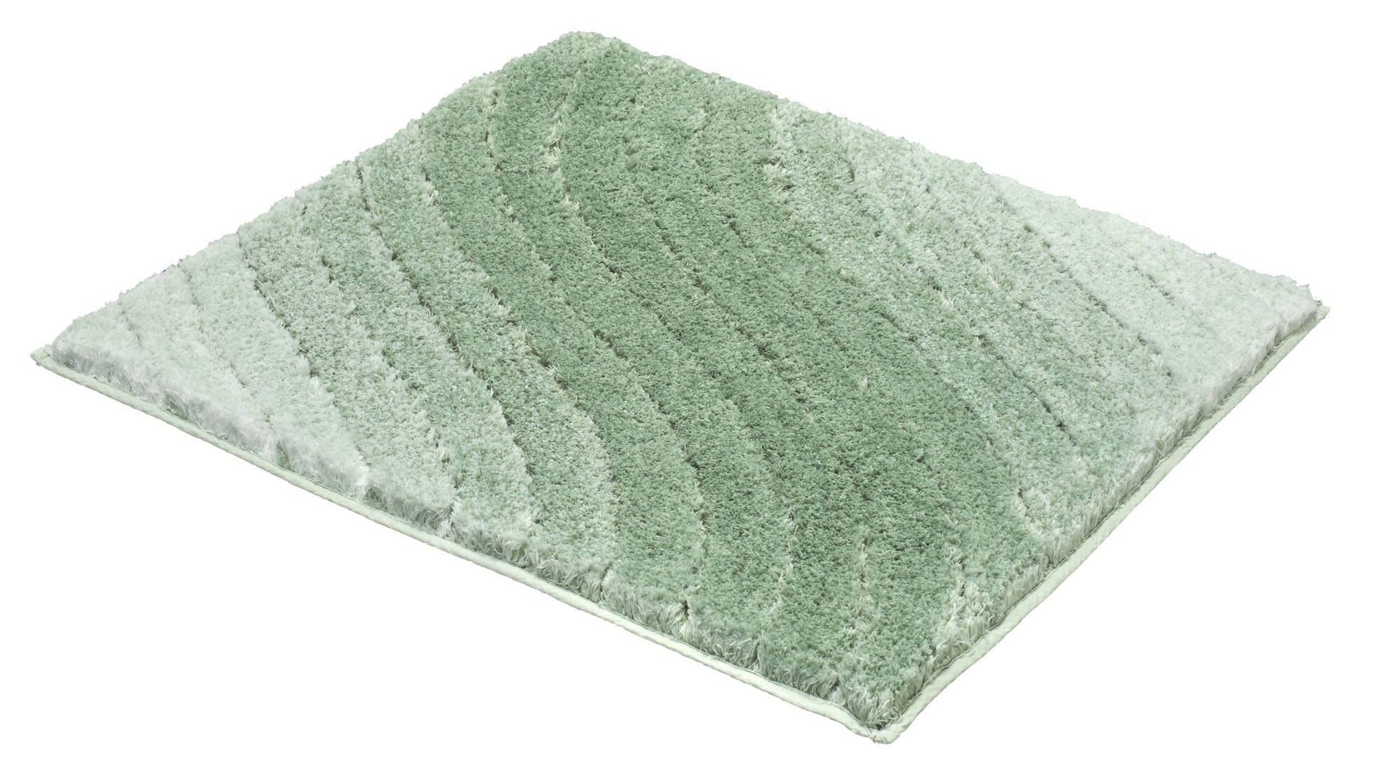 Rechteckiger Badematte in Grün mit dezentem wellenförmigem Streifenmuster