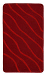 Roter rechteckiger Badezimmerteppich mit wellenförmigem Linienmuster