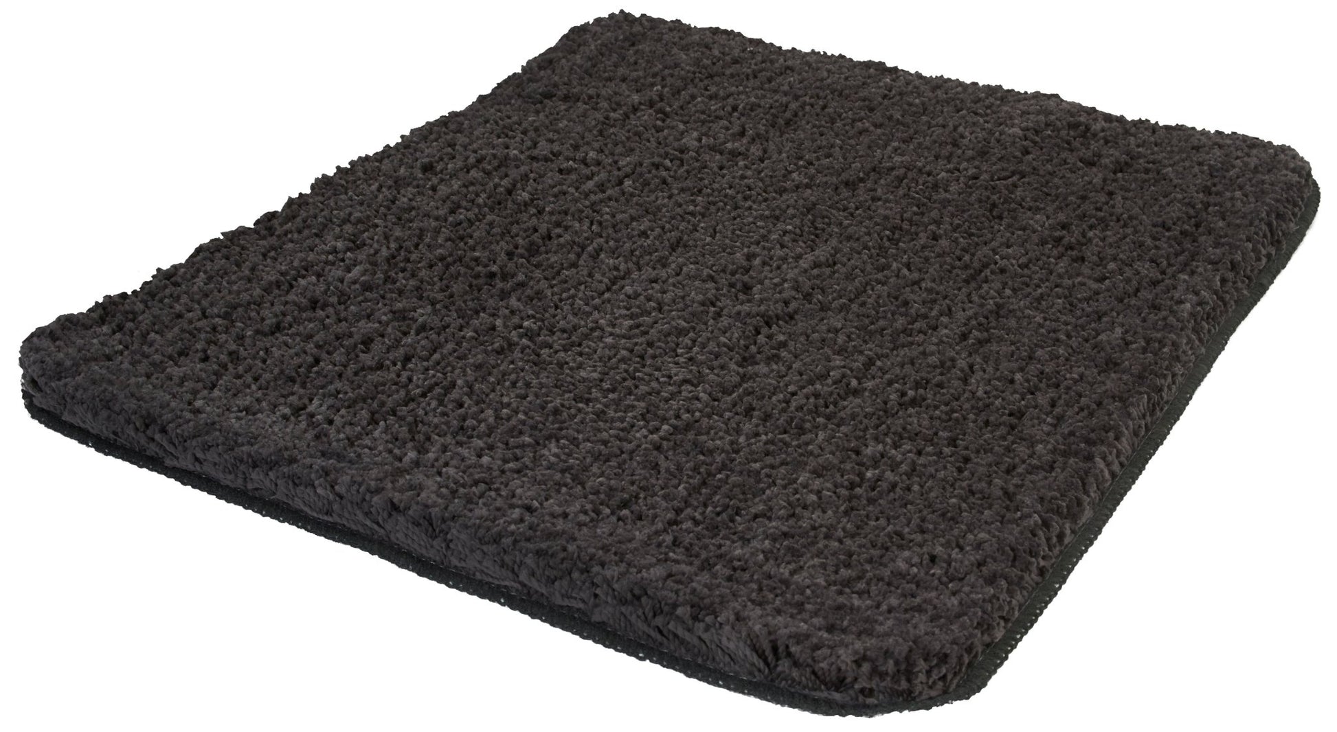 Dunkelgraue rechteckige Badematte mit weicher Hochflor-Oberfläche