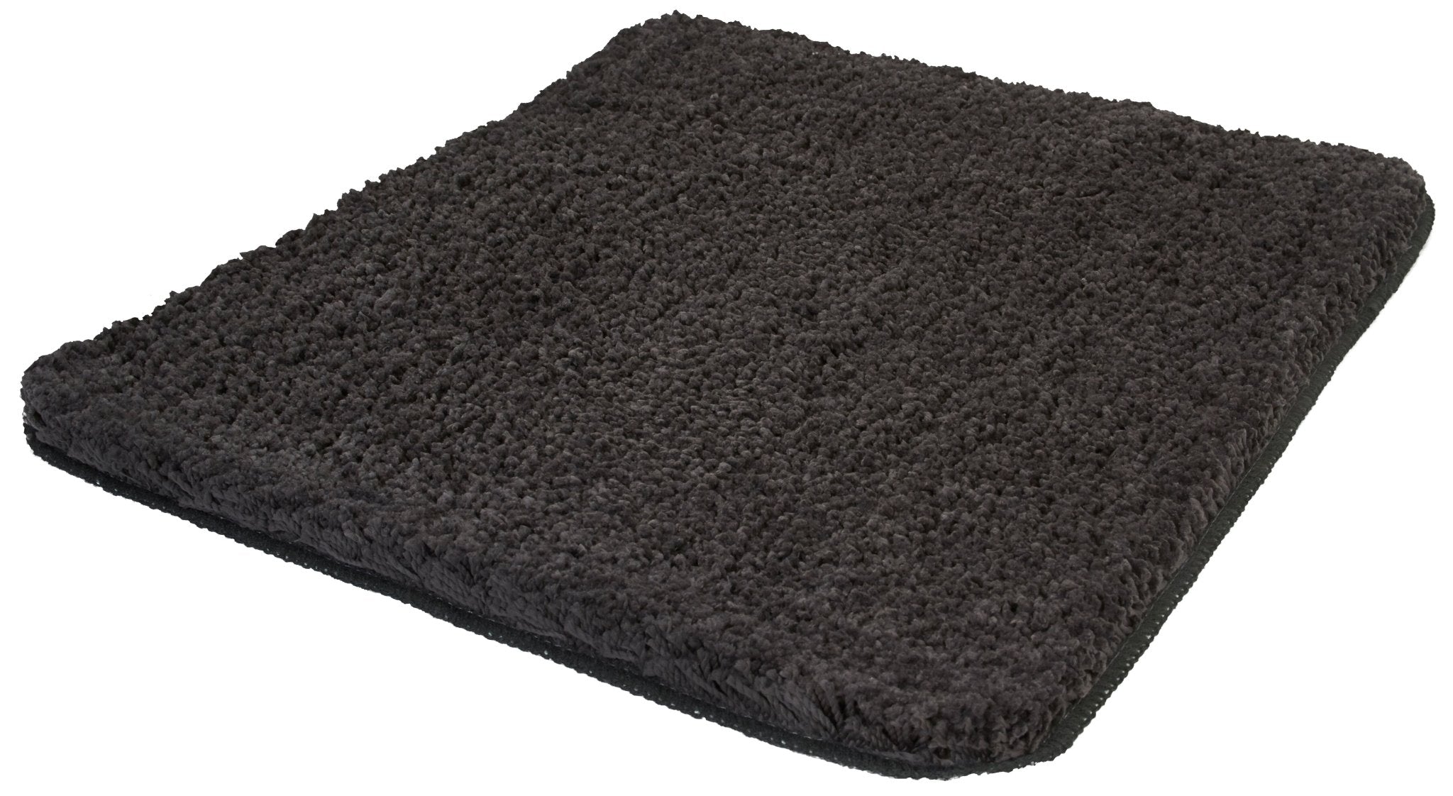 Dunkelgraue rechteckige Badematte mit weicher Hochflor-Oberfläche