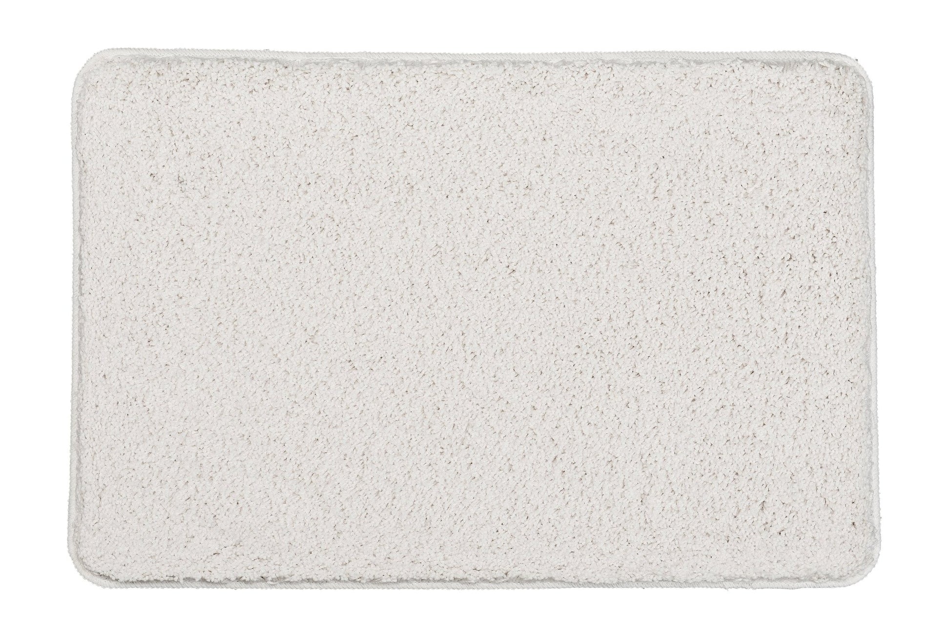 Rechteckige weiße Badematte aus weichem, plüschigem Hochflor-Material