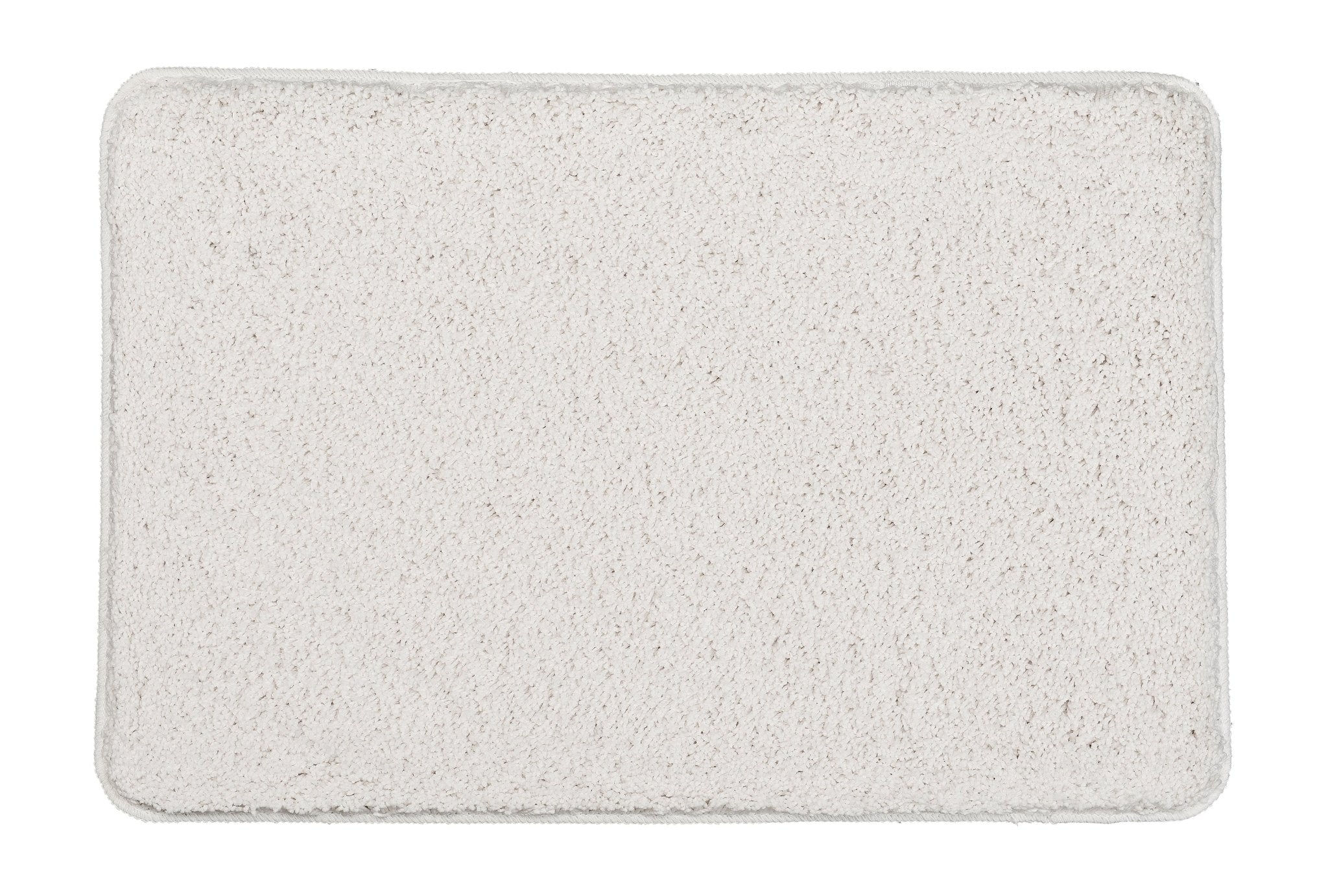 Rechteckige weiße Badematte aus weichem, plüschigem Hochflor-Material