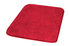 Rechteckige rote Badematte aus Hochflor mit abgerundeten Ecken