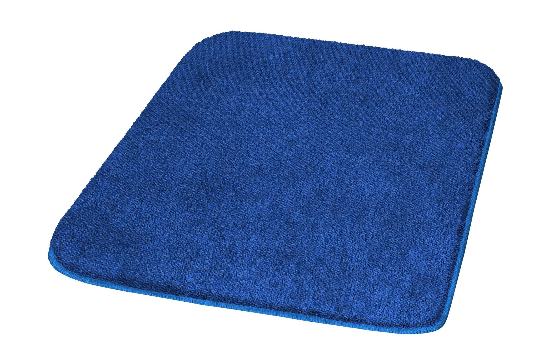 Rechteckige blaue Badematte aus weichem Mikrofaserstoff in Dunkelblau