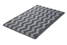 Rechteckige Badematte in Grau mit hellem Zickzackmuster aus Hochflor