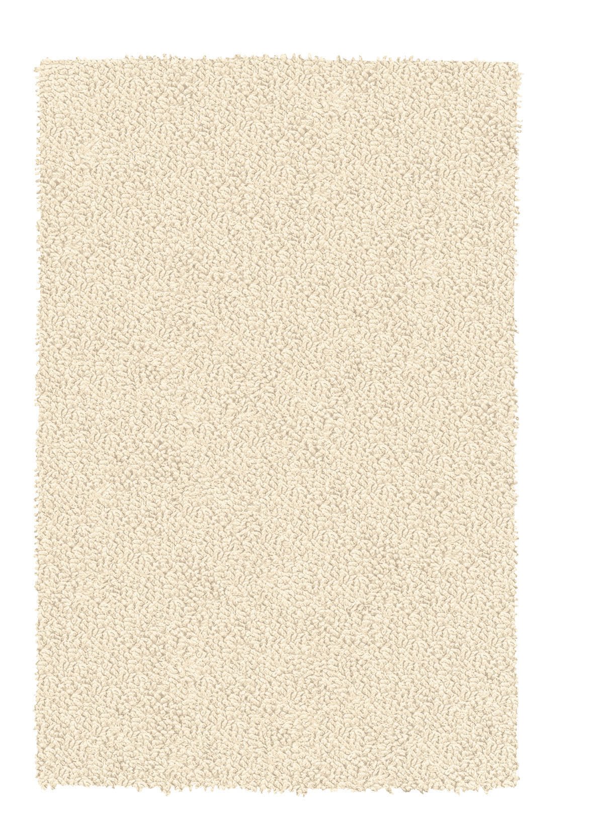 Rechteckiger, hochfloriger Badteppich in einfarbigem hellen Creme-Beige