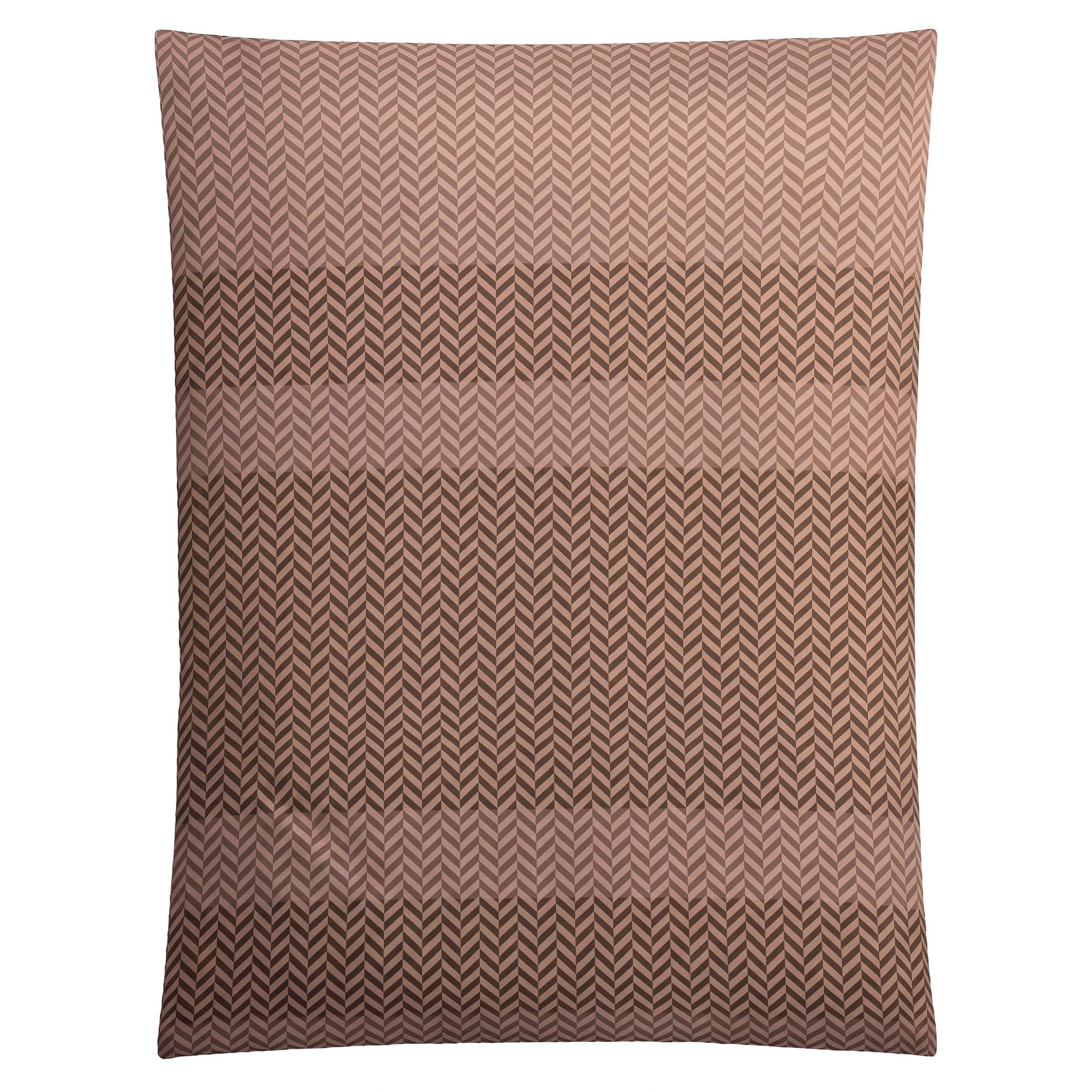 Roséfarbene Bettwäsche mit feinem Fischgrätmuster in Braun.