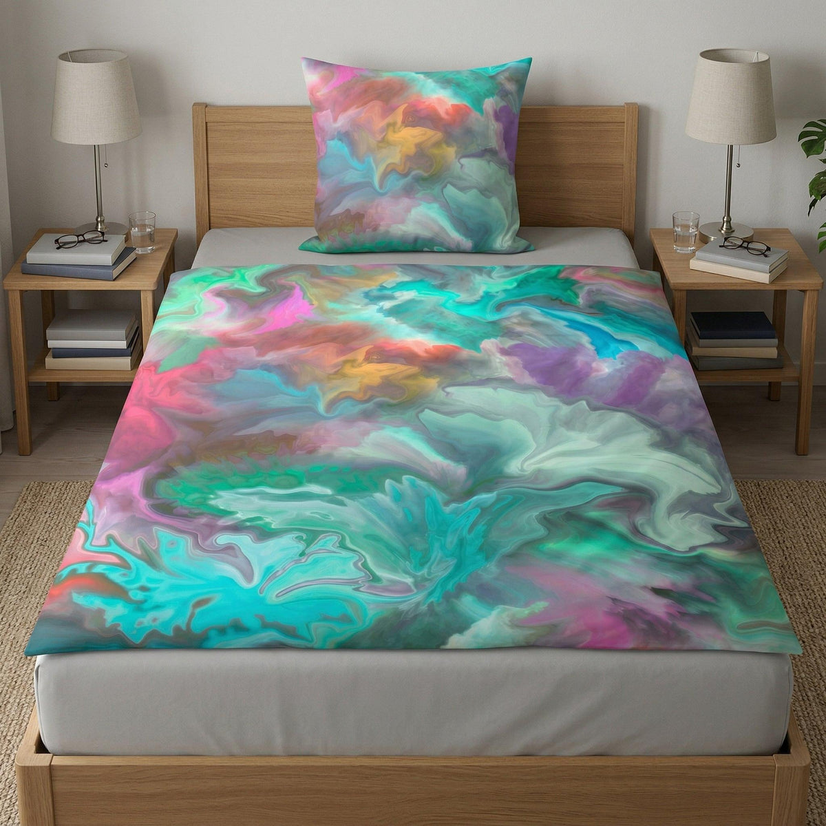 Bettwäsche Satin FUSION Multicolor 135 x 200 cm und 80 x 80 cm – Kleine Wolke