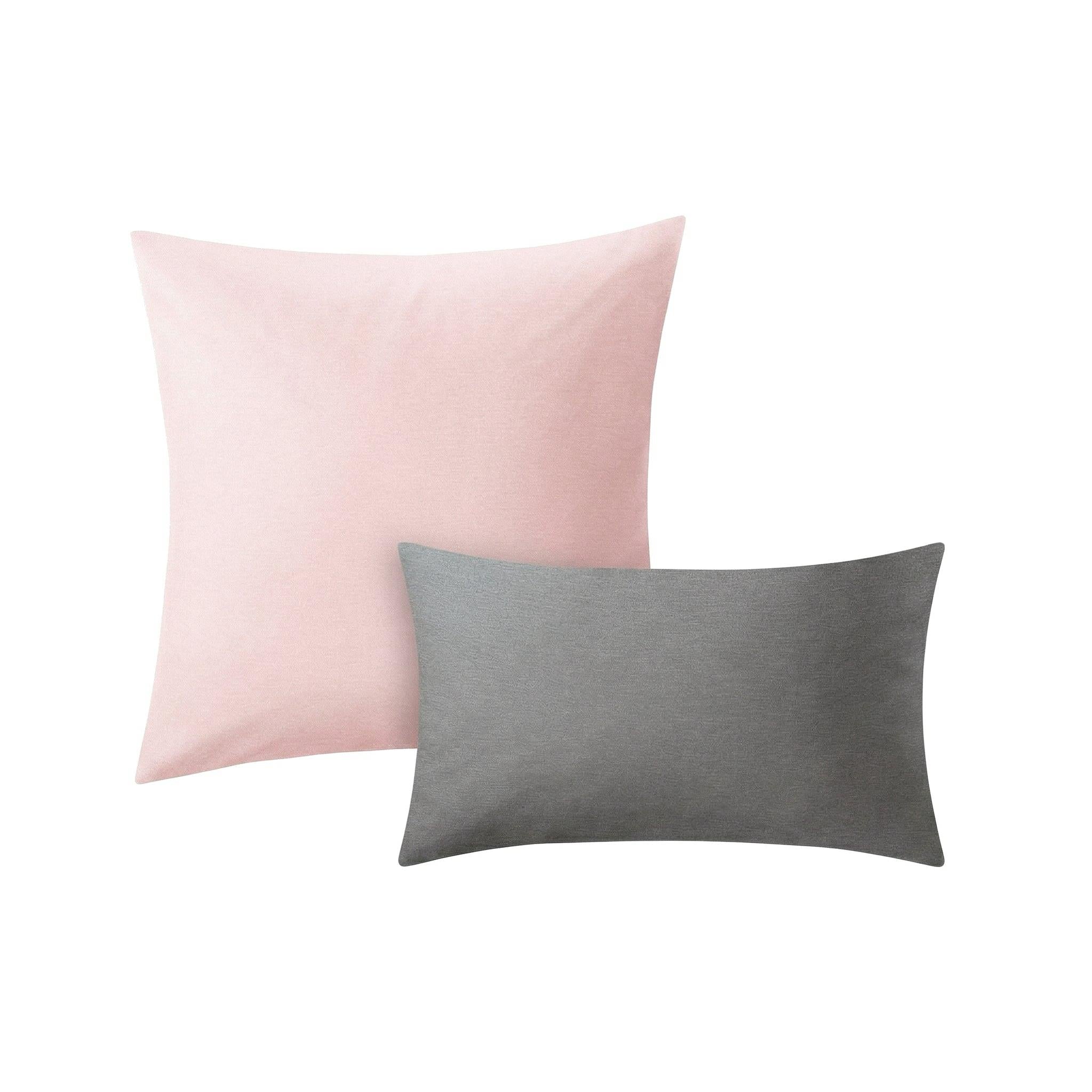 Schlichter Kopfkissenbezug in Rosa und Dunkelgrau, uni.