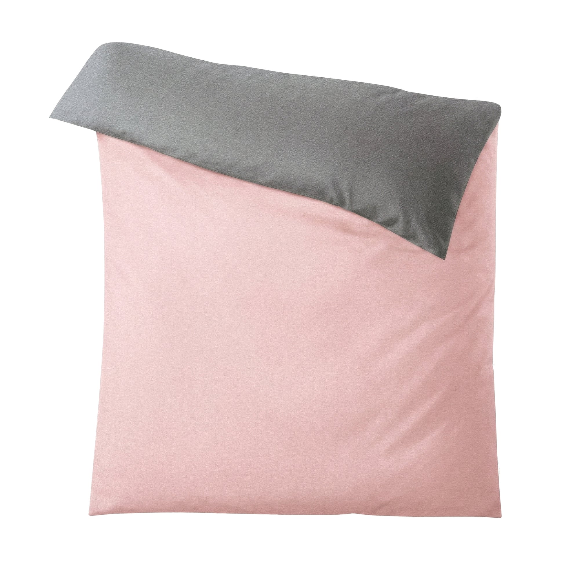 Zweifarbige Bettwäsche in Rosa und Grau, schlicht und uni.