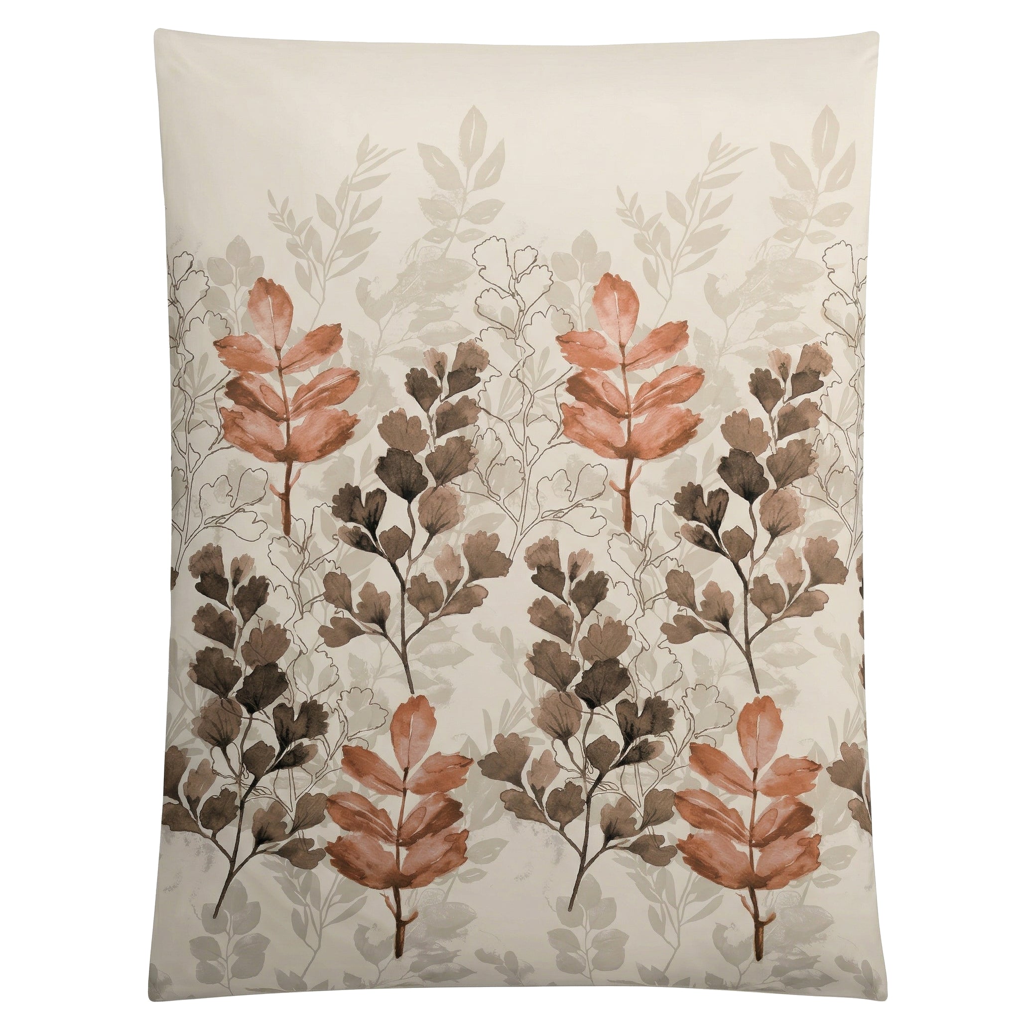 Cremefarbene Bettwäsche mit floralem Muster in Braun und Rostrot