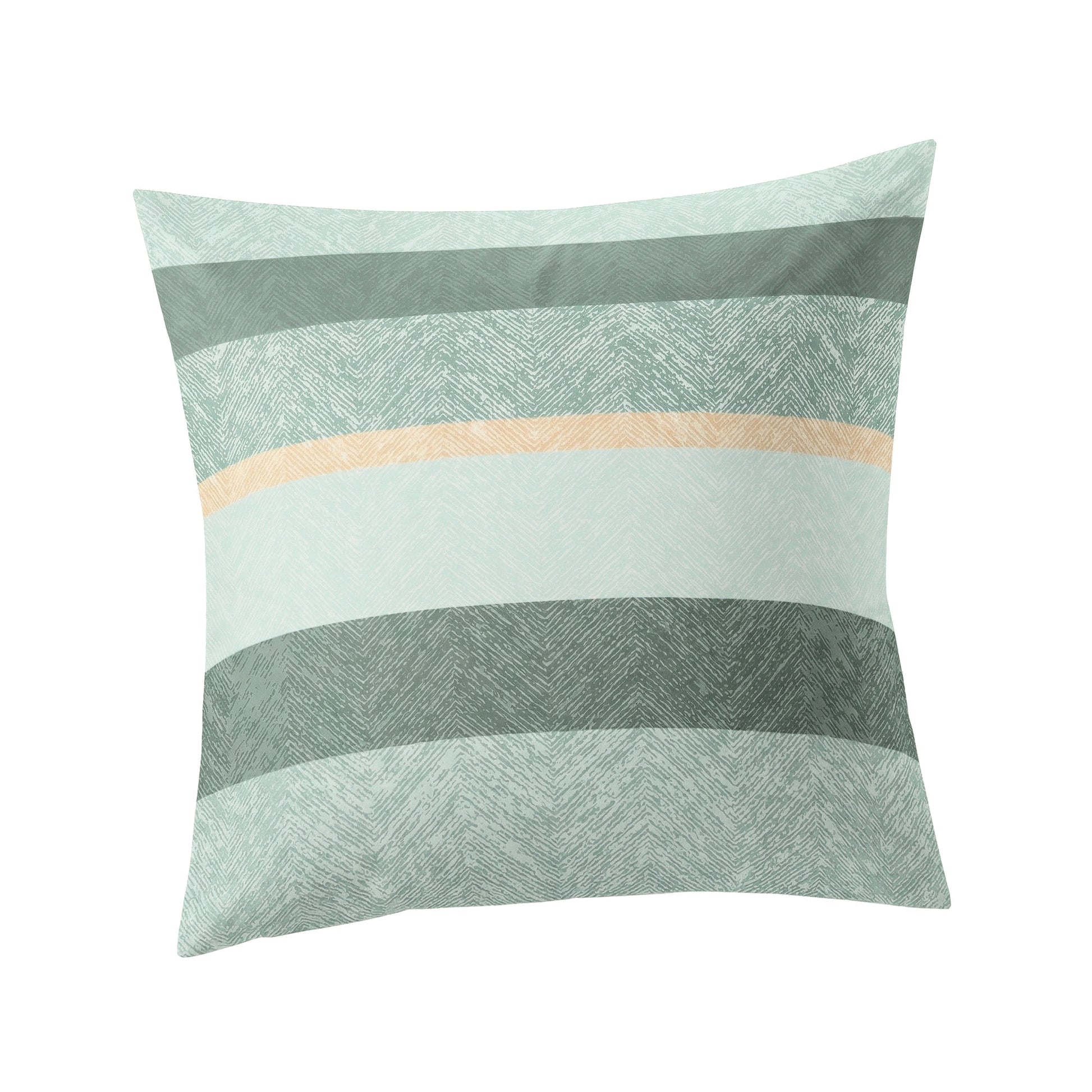 Kopfkissenüberzug in Mintgrün mit gebogenen Streifenmuster.