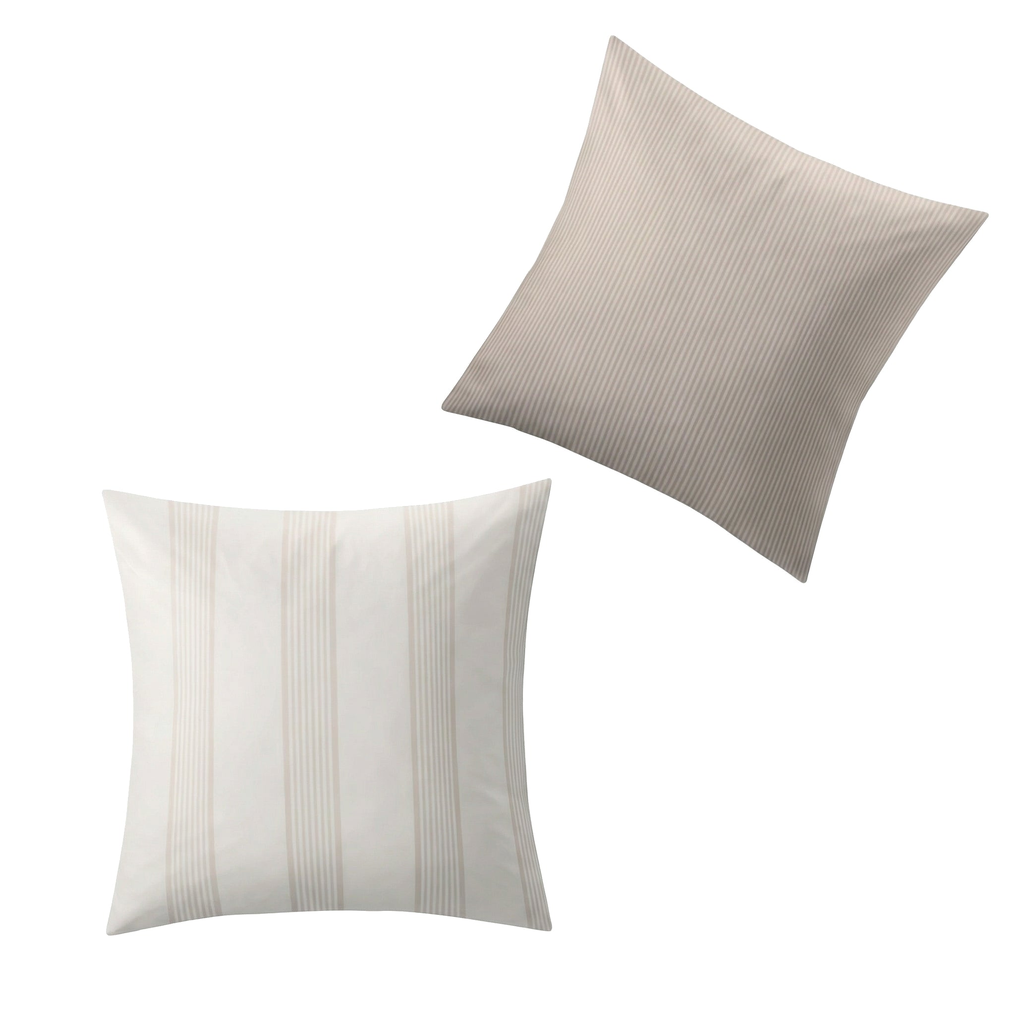 Cremefarbener Kopfkissenüberzug mit feinen Längsstreifen.