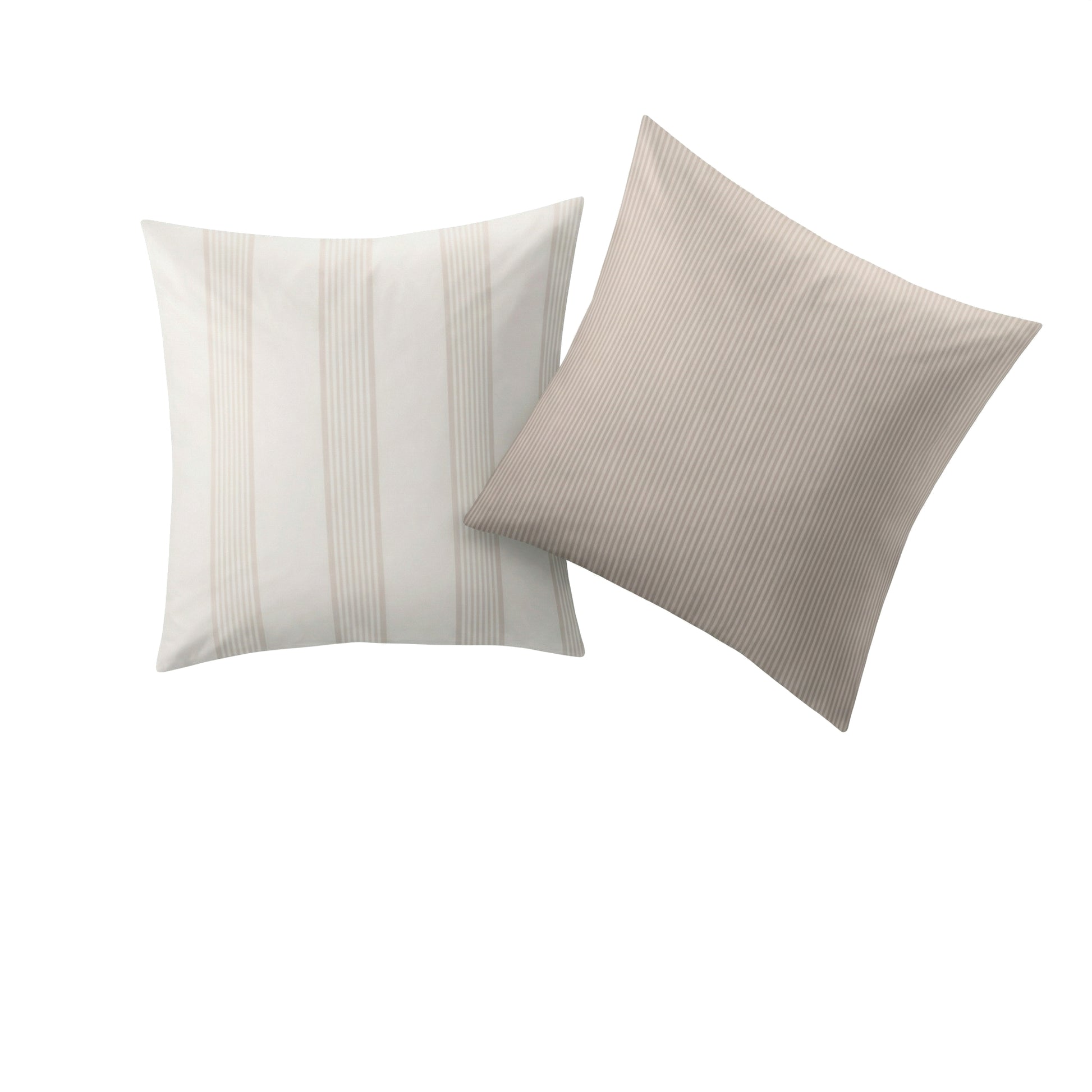 Cremefarbener Kopfkissenüberzug mit feinen und breiten Streifen.