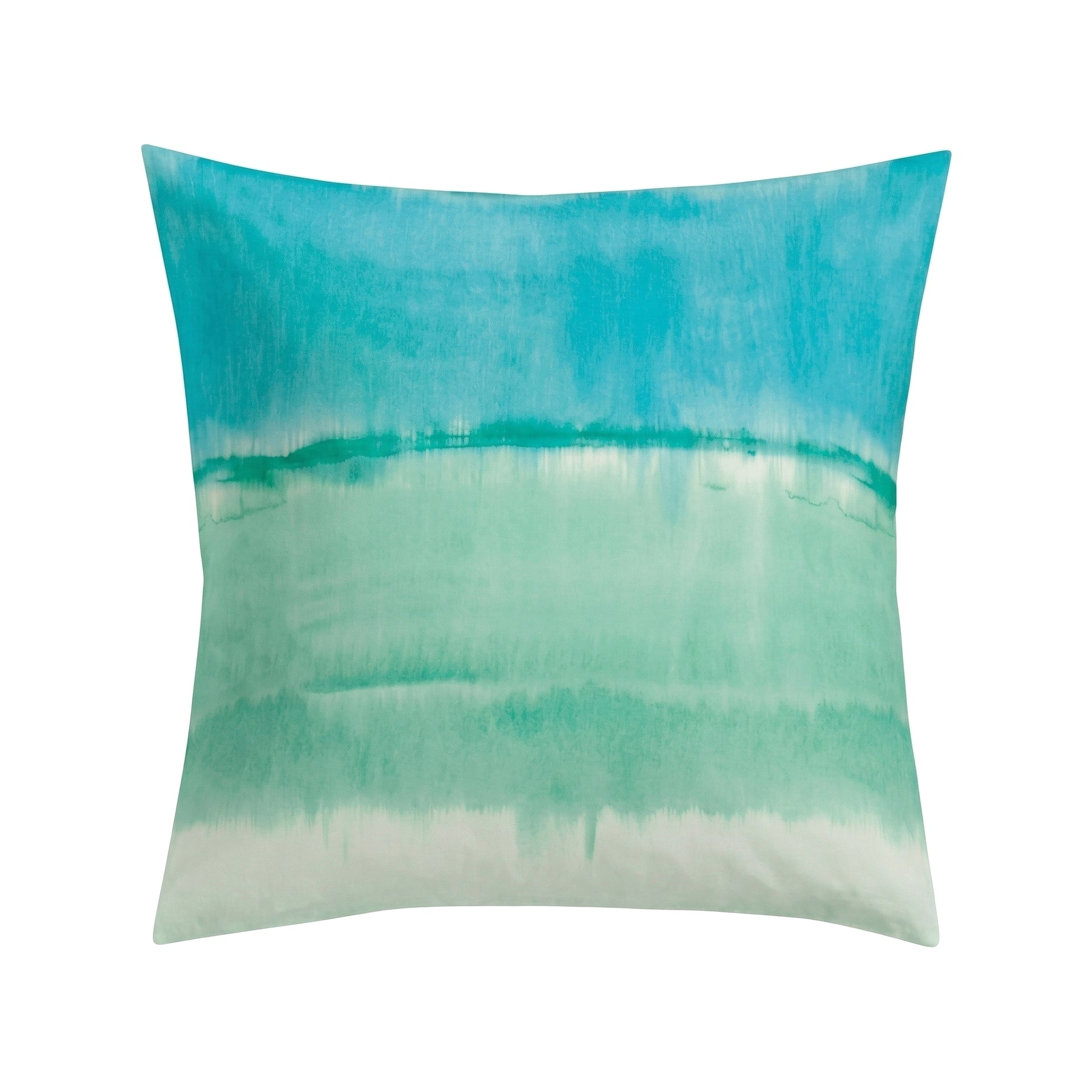 Kopfkissenüberzug in Türkis mit aquarellartigem Farbverlauf.