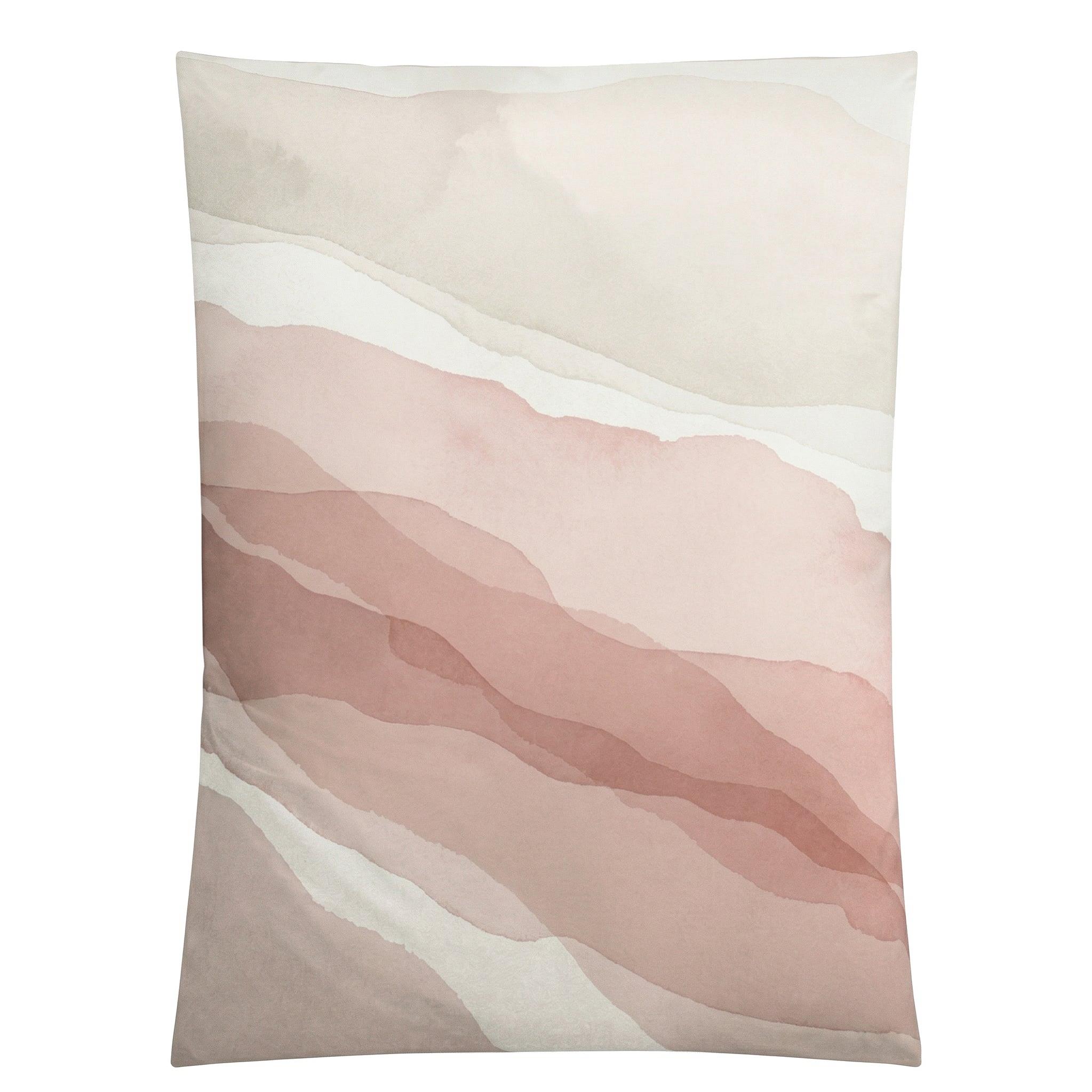 Bettwäsche mit Aquarellstreifen in Rosa, Beige und Creme.