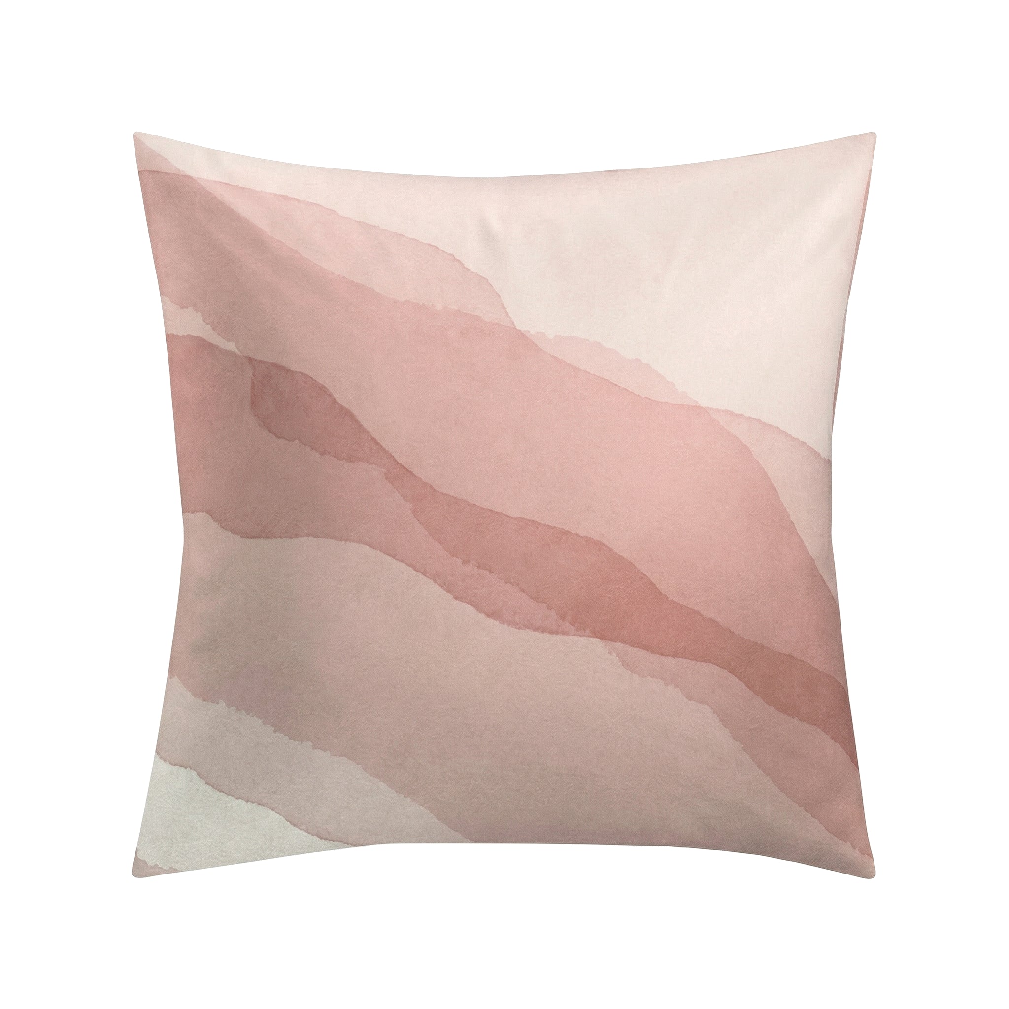 Kopfkissenüberzug in Rosa mit abstraktem Aquarellmuster.