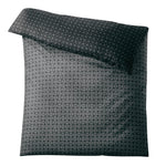 Graue Bettwäsche mit modernem Kreismuster in Dunkelgrau.