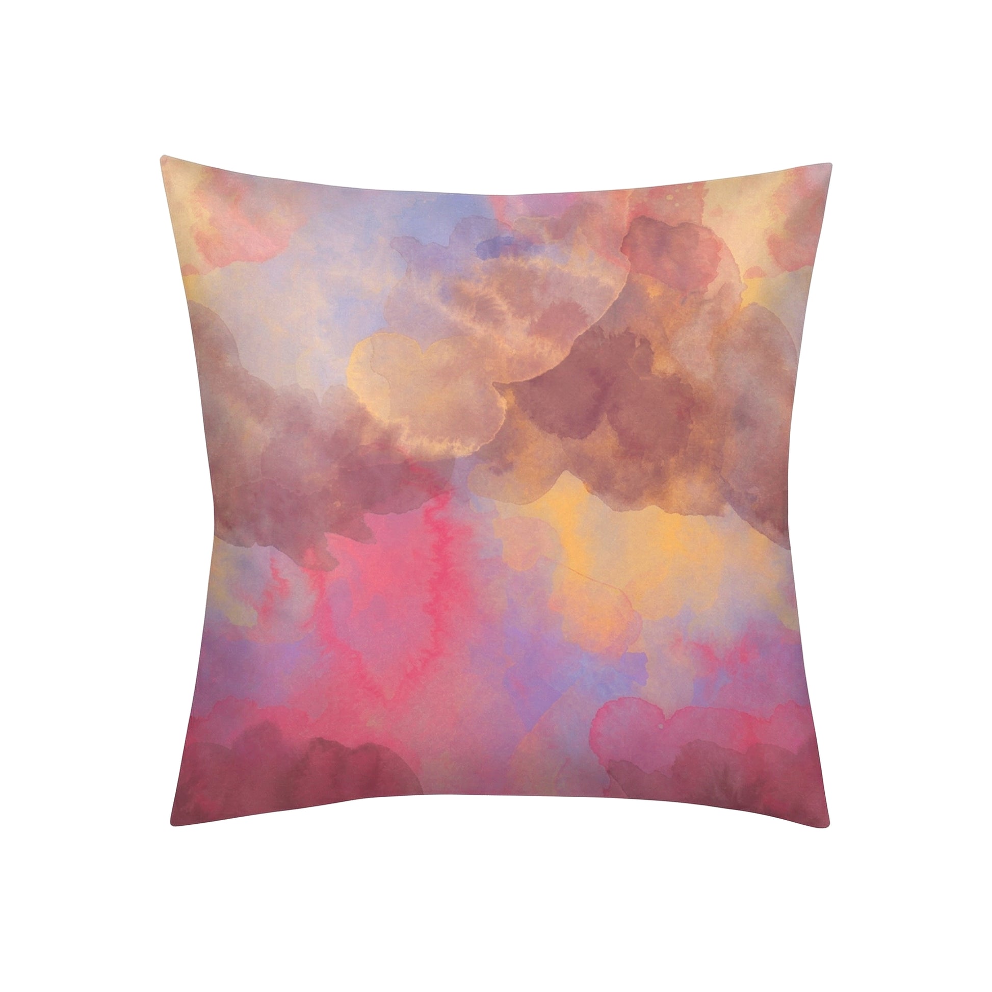 Kopfkissenüberzug mit Aquarellmuster in Rosa, Lila und Gold.