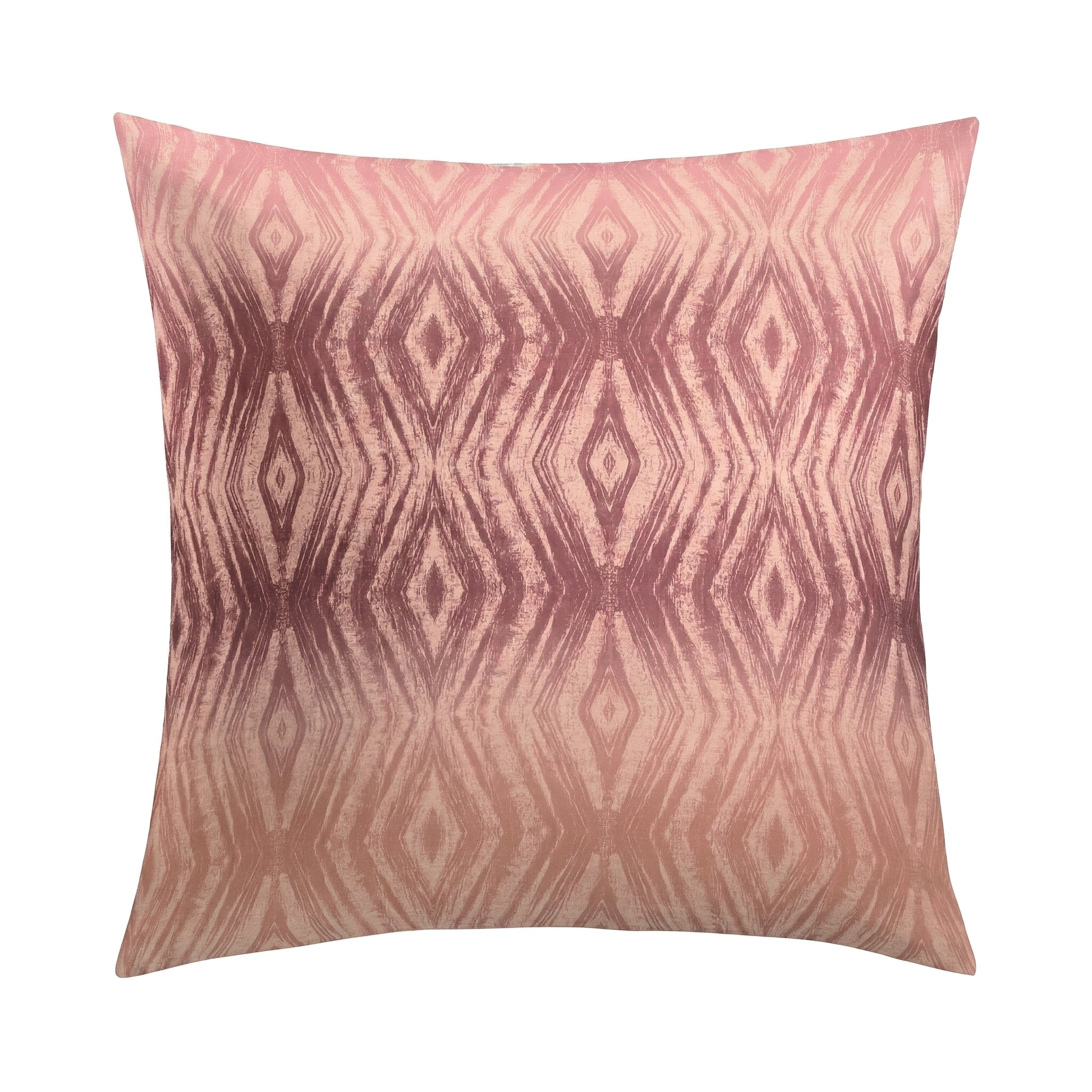 Rosa Kissenbezug mit geometrischem Rautenmuster in Batikoptik.