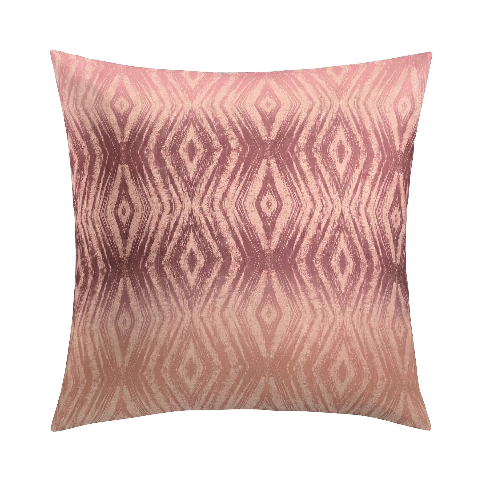 Rosa Kissenbezug mit geometrischem Rautenmuster in Batikoptik.