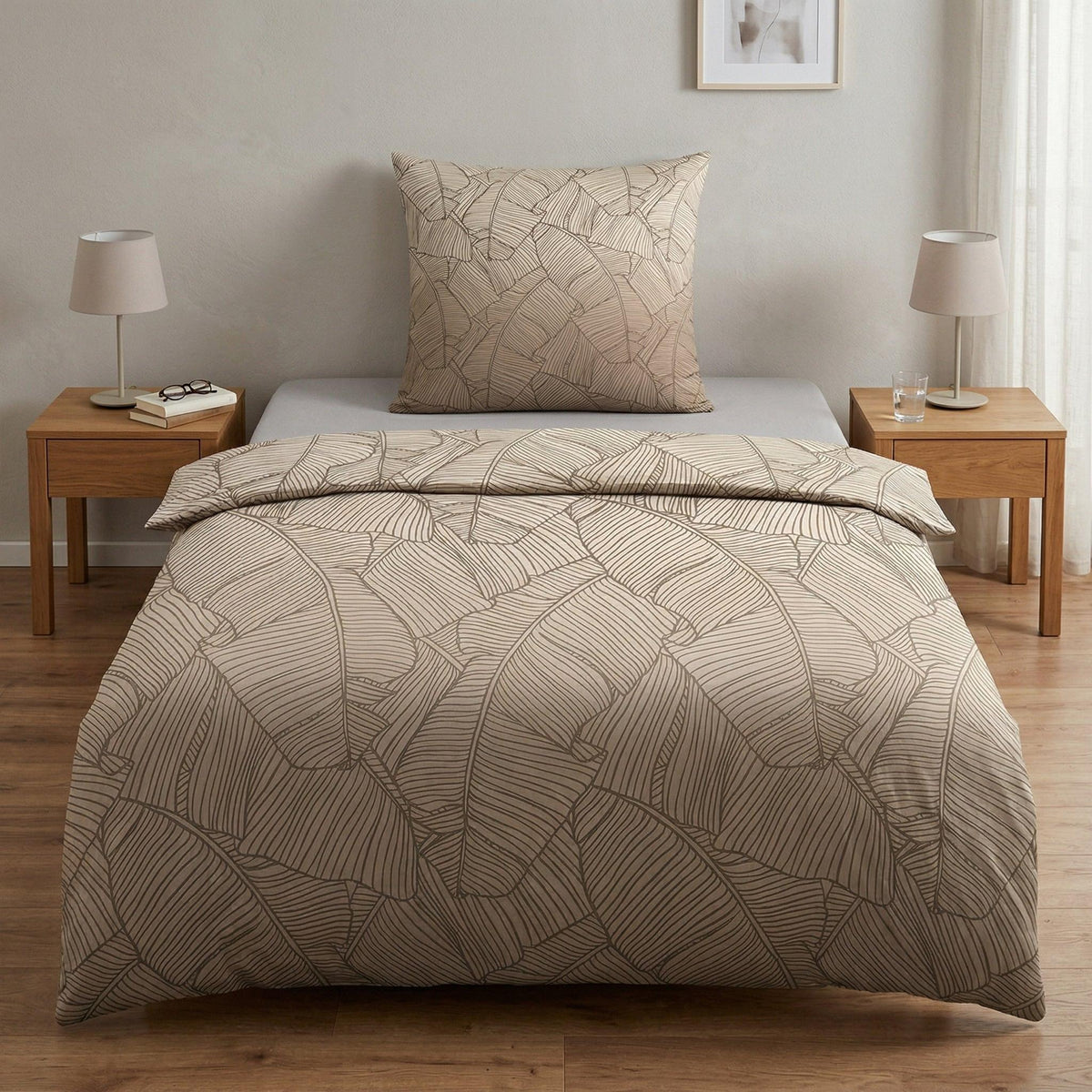 Bettwäsche Satin VERO Taupe 135 x 200 cm und 80 x 80 cm – Kleine Wolke