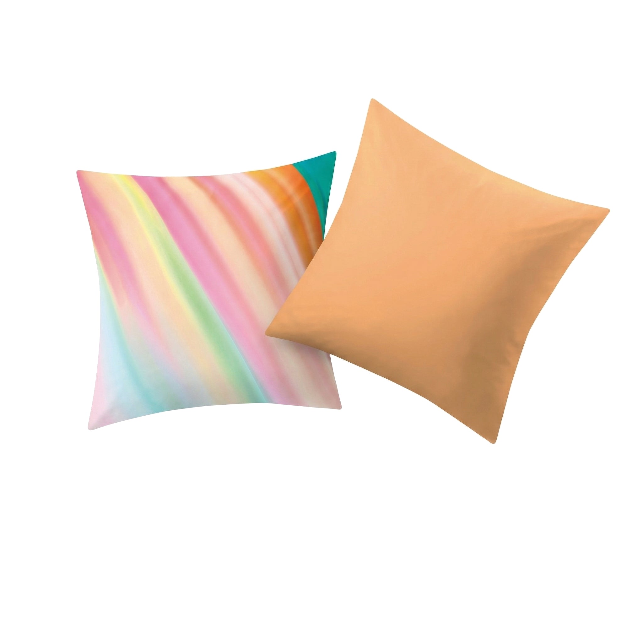 Kopfkissenbezug in Apricot mit pastellfarbenem Verlaufsmuster.