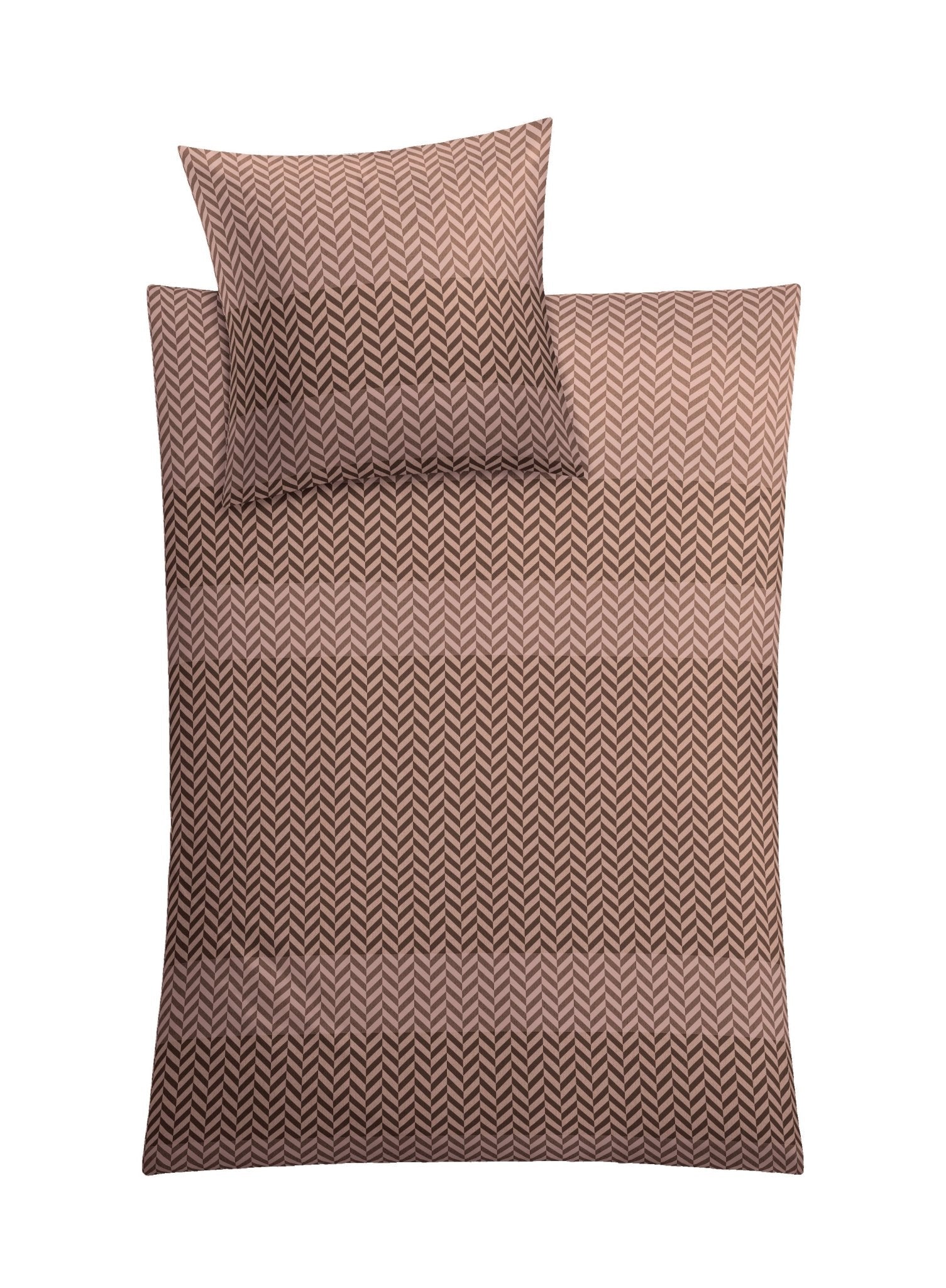 Braune Bettwäsche mit Zickzackmuster, bestehend aus Decke und Kissen