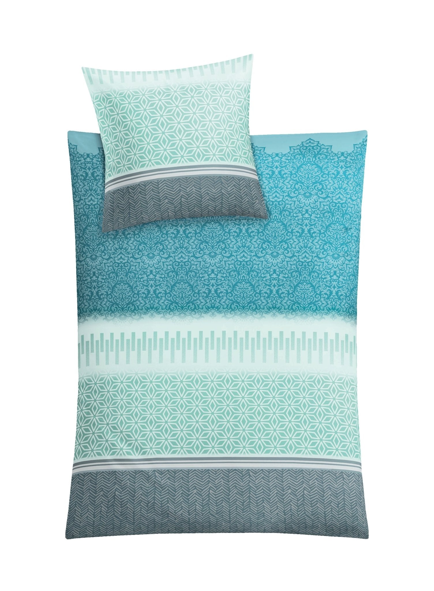 Bettwäsche Satin ESTRELLA Petrol 135 x 200 cm und 80 x 80 cm