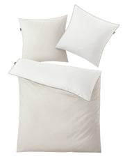 Bild zeigt Satin Bettwäsche LINDA weiß mit Deckenbezug 155x220 cm und zwei Kissenbezügen 80x80 cm