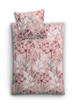 Rosa Bettwäschegarnitur mit filigranem floralen Blätterdruck und Zweigen