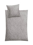 Graues Bettwäsche-Set mit feinen, vertikalen Linien auf Decke und Kissen