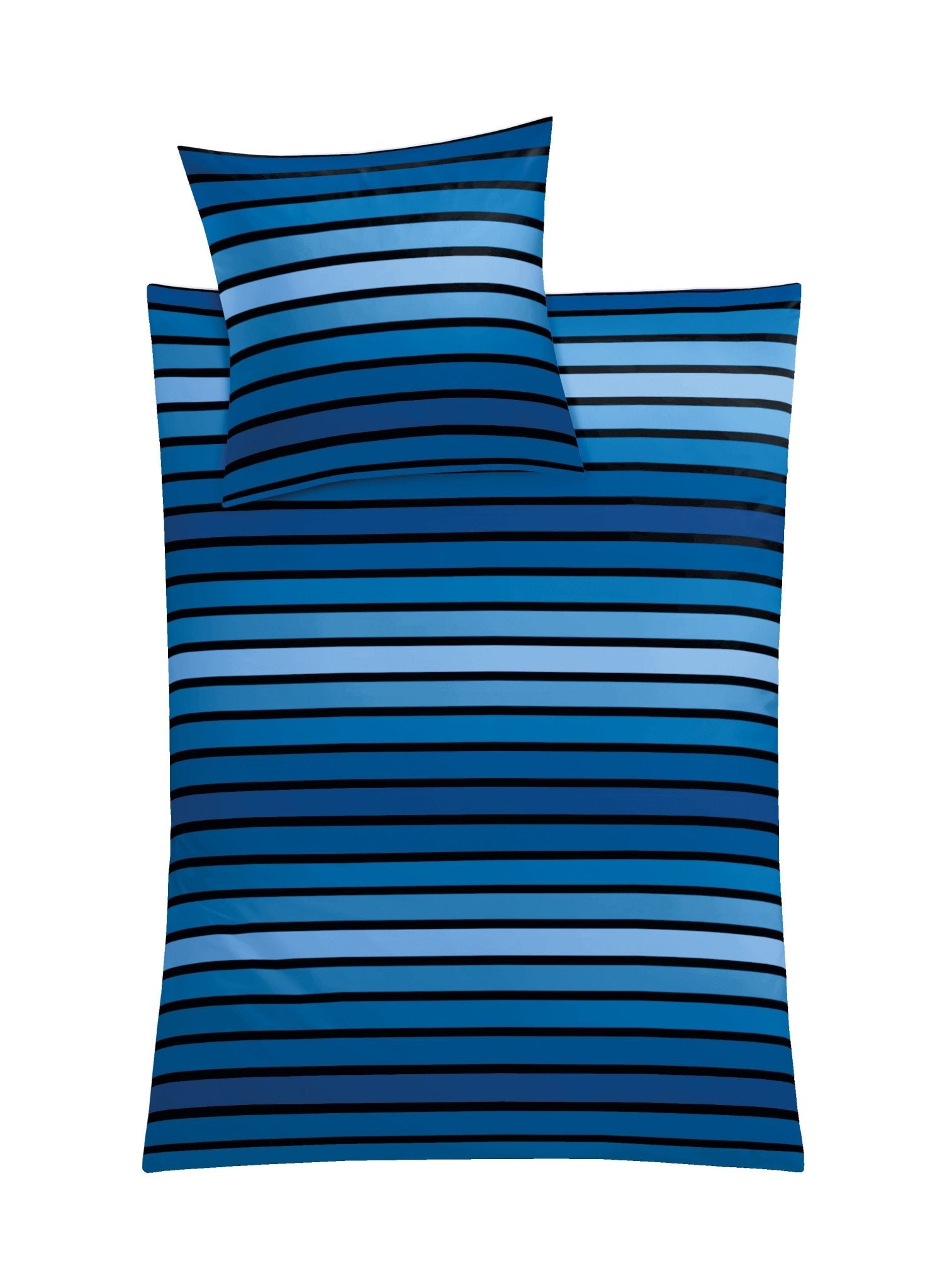 Blaue Bettwäsche mit dunklen und hellen Querstreifen, Kissenbezug