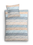 Bettwäsche-Set mit Kissen, Streifenmuster in Blau, Grau und Beige