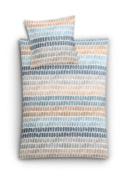 Bettwäsche-Set mit Kissen, Streifenmuster in Blau, Grau und Beige