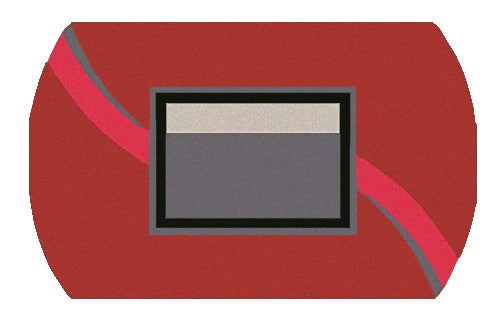 Roter Kleine Wolke Creativo Badteppich Angelo mit grauem Mittelfeld und geschwungener Zierlinie.